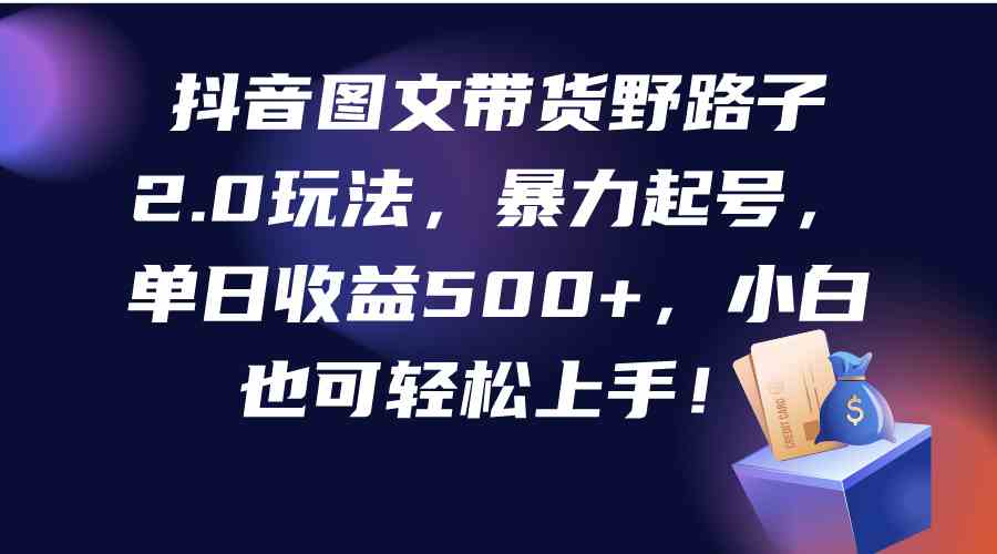 抖音图文带货野路子2.0玩法，暴力起号，单日收益500+，小白也可轻松上手！_酷乐网