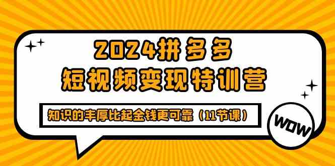 2024拼多多短视频变现特训营，知识的丰厚比起金钱更可靠（11节课）_酷乐网