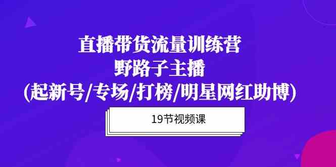 直播带货流量特训营，野路子主播(起新号/专场/打榜/明星网红助博)19节课_酷乐网