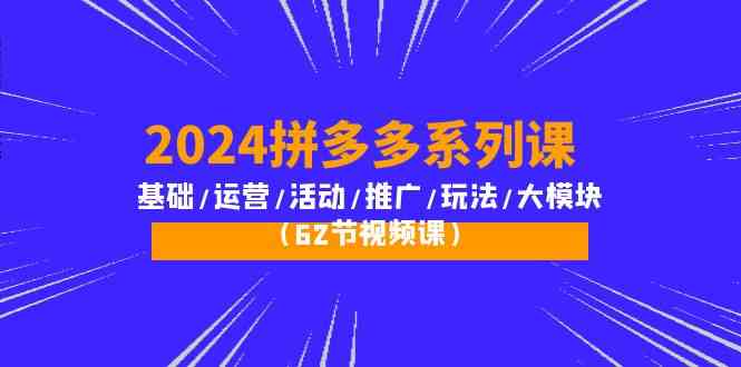 2024拼多多系列课：基础/运营/活动/推广/玩法/大模块（62节视频课）_酷乐网