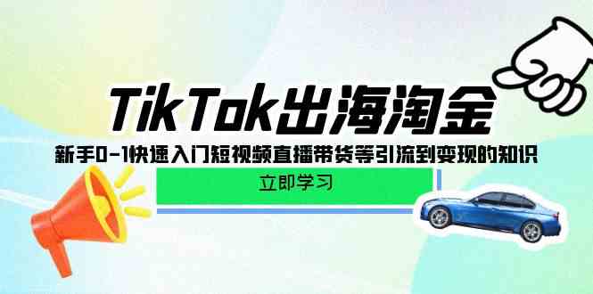 TikTok-出海淘金，新手0-1快速入门短视频直播带货等引流到变现的知识_酷乐网