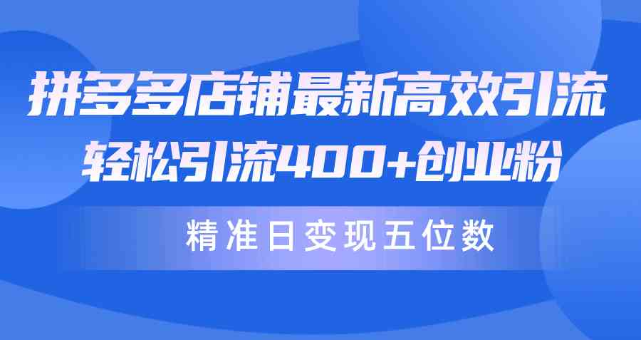 拼多多店铺最新高效引流术，轻松引流400+创业粉，精准日变现五位数！_酷乐网