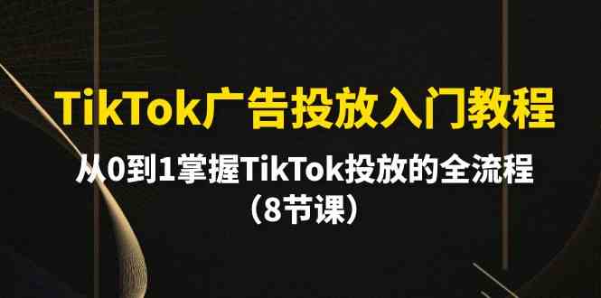 TikTok广告投放入门教程，从0到1掌握TikTok投放的全流程（8节课）_酷乐网