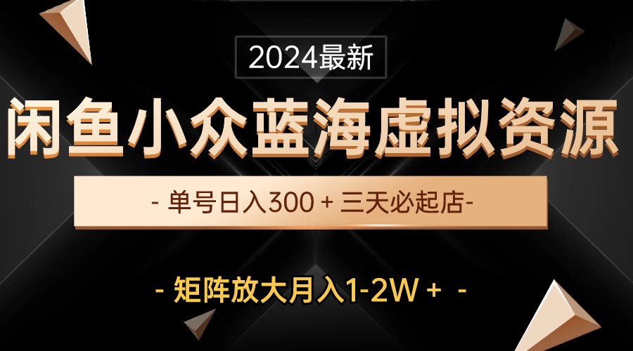 最新闲鱼小众蓝海虚拟资源，单号日入300＋，三天必起店，矩阵放大月入1-2W_酷乐网