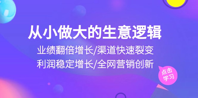 从小做大生意逻辑：业绩翻倍增长/渠道快速裂变/利润稳定增长/全网营销创新_酷乐网