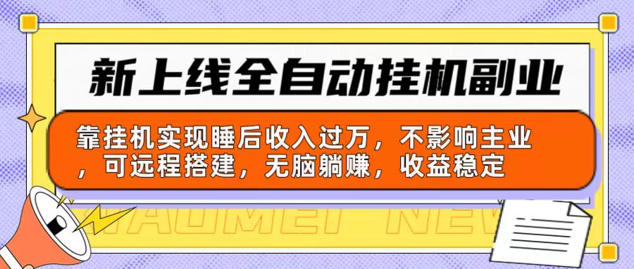 新上线全自动挂机副业：靠挂机实现睡后收入过万，不影响主业可远程搭建…_酷乐网