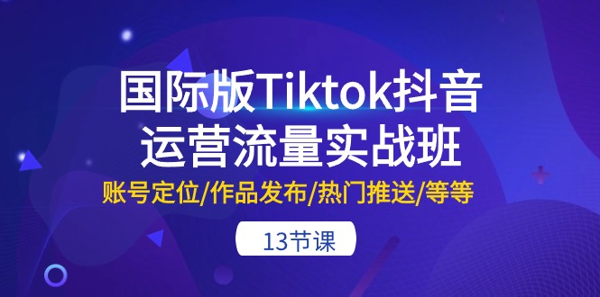 国际版Tiktok抖音运营流量实战班：账号定位/作品发布/热门推送/等等-13节_酷乐网