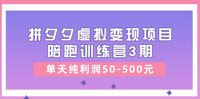 某收费培训《拼夕夕虚拟变现项目陪跑训练营3期》单天纯利润50-500元_酷乐网