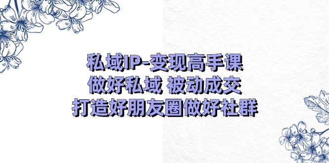 私域IP-变现高手课：做好私域 被动成交，打造好朋友圈做好社群（18节）_酷乐网