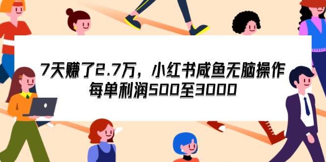 7天收了2.7万，小红书咸鱼无脑操作，每单利润500至3000_酷乐网