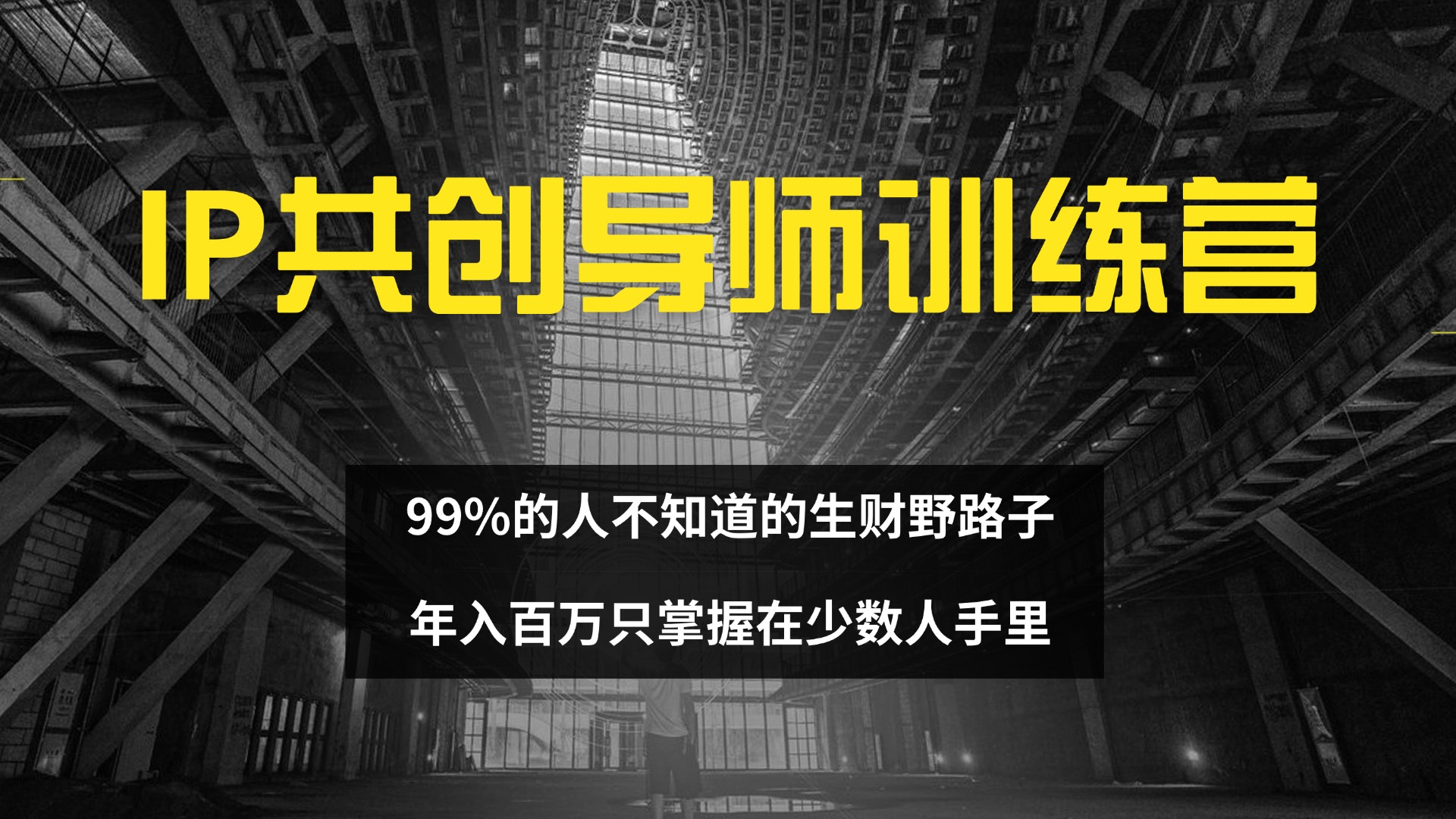 IP共创导师训练营 99%的人不知道的生财野路子 只掌握在少数人手里_酷乐网