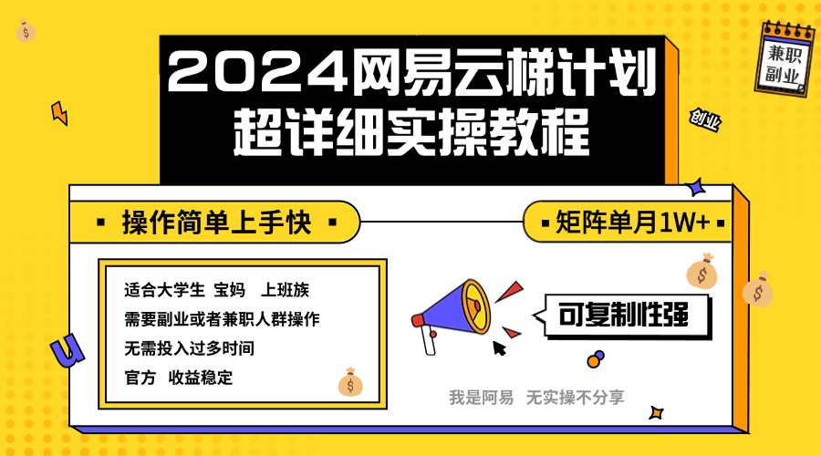 2024网易云梯计划实操教程小白轻松上手  矩阵单月1w+_酷乐网