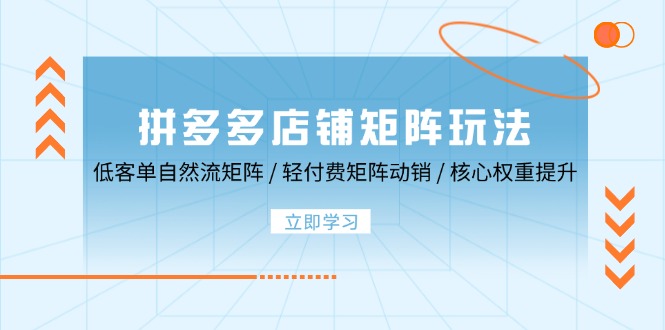 拼多多店铺矩阵玩法：低客单自然流矩阵 / 轻付费矩阵 动销 / 核心权重提升_酷乐网