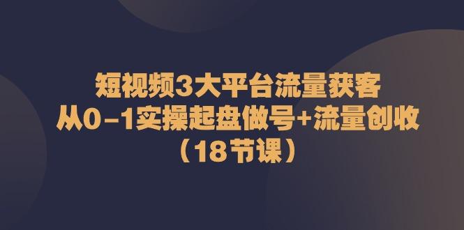 短视频3大平台流量获客：从0-1实操起盘做号+流量创收(18节课)_酷乐网