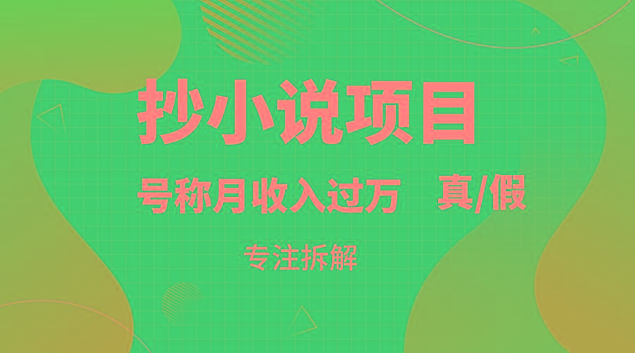 抄小说项目，号称月入过万，到底是否真实，能不能做，详细拆解_酷乐网