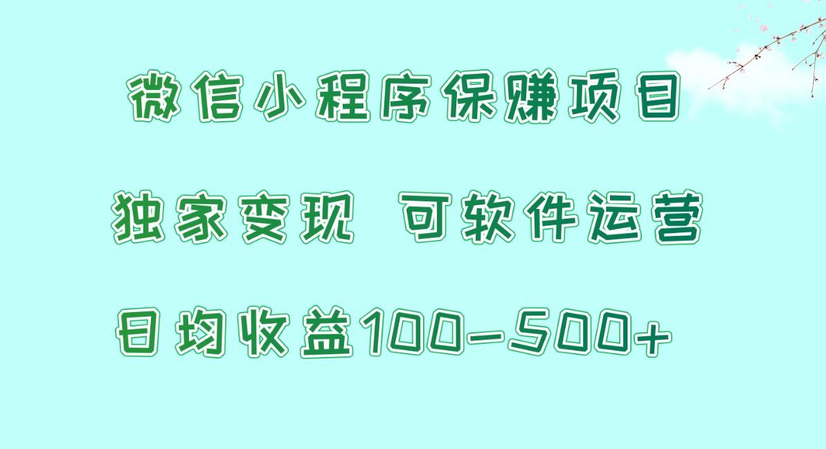 微信小程序保赚项目，日均收益100~500+，独家变现，可软件运营_酷乐网