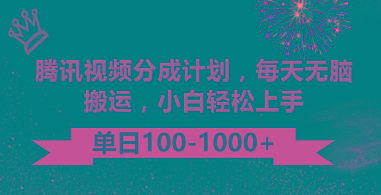 腾讯视频分成计划最新玩法，无脑搬运，日入100-1000_酷乐网