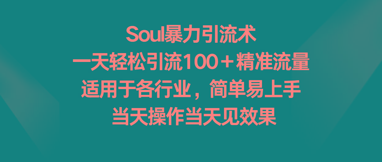 Soul暴力引流术，一天轻松引流100＋精准流量，适用于各行业，简单易上手！_酷乐网