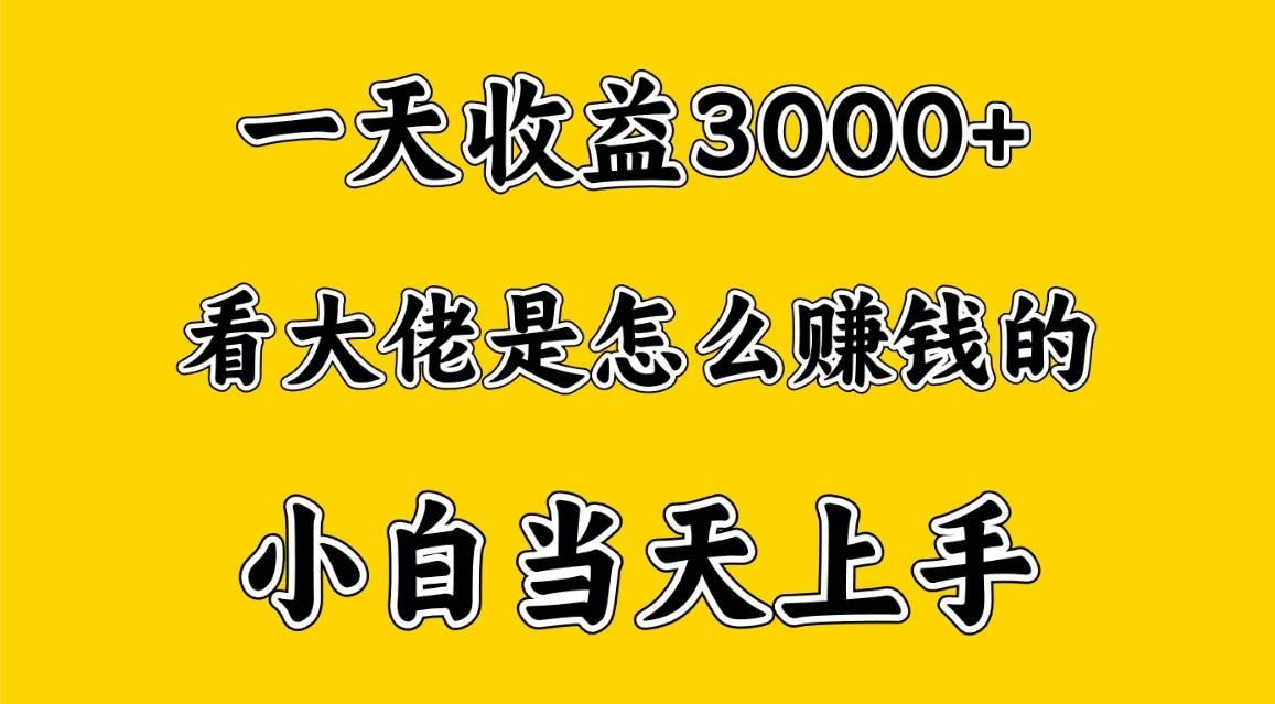 一天赚3000多，大佬是这样赚到钱的，小白当天上手，穷人翻身项目_酷乐网