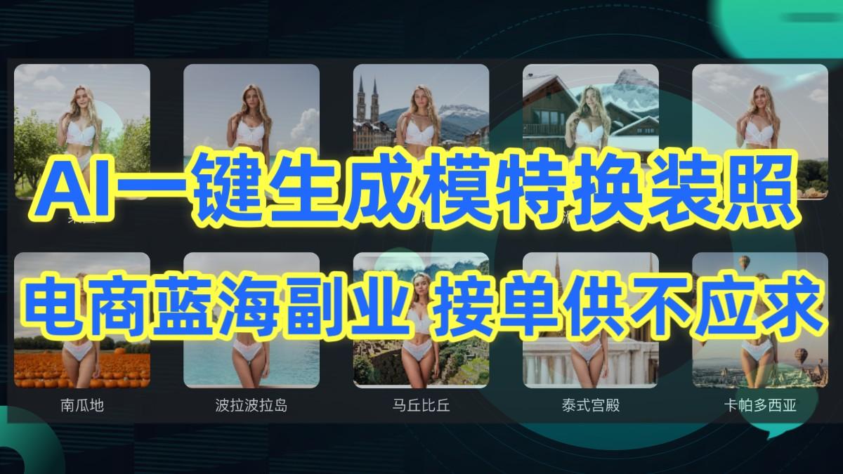 AI制作一键生成模特换装照，电商蓝海副业，接单供不应求_酷乐网