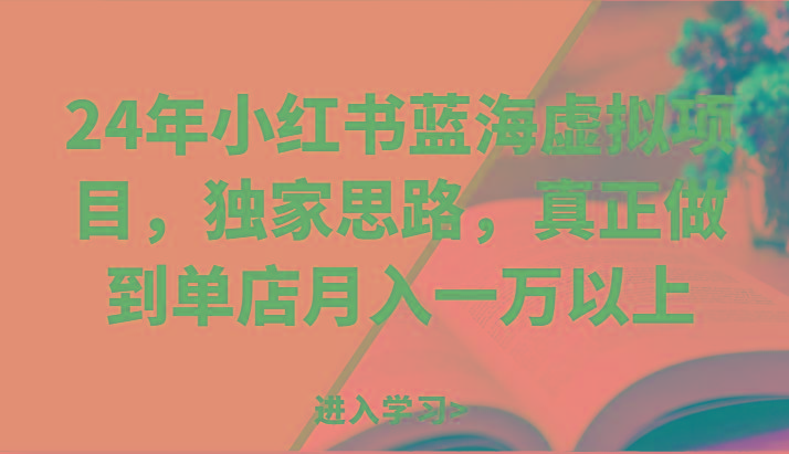 24年小红书蓝海虚拟项目，独家思路，真正做到单店月入一万以上。_酷乐网